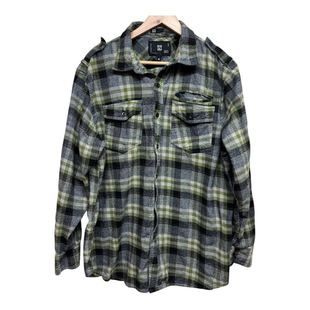 APWAY Men’s Plaid Flannel Shirt XL Green Gray – Cozy Winter Christmas Layer